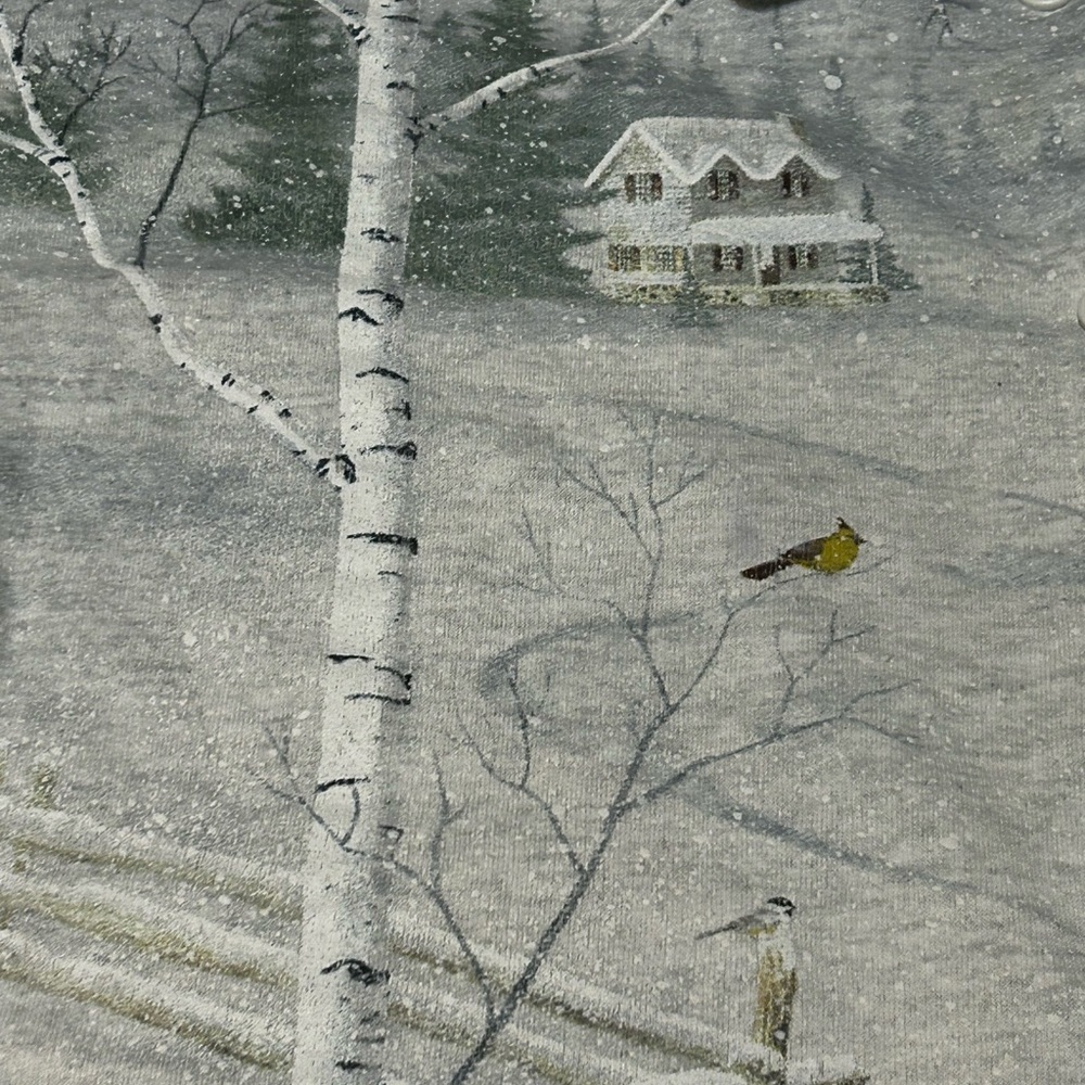 Artisans Knit Winter Scenic Cabin Button Shirt USA Vintage Large - Picture 13 of 16